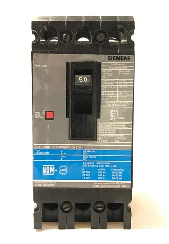 Disjoncteur Limiteur Siemens CED63B050 - 3P, 50A, 600V, Pour Usage Commercial