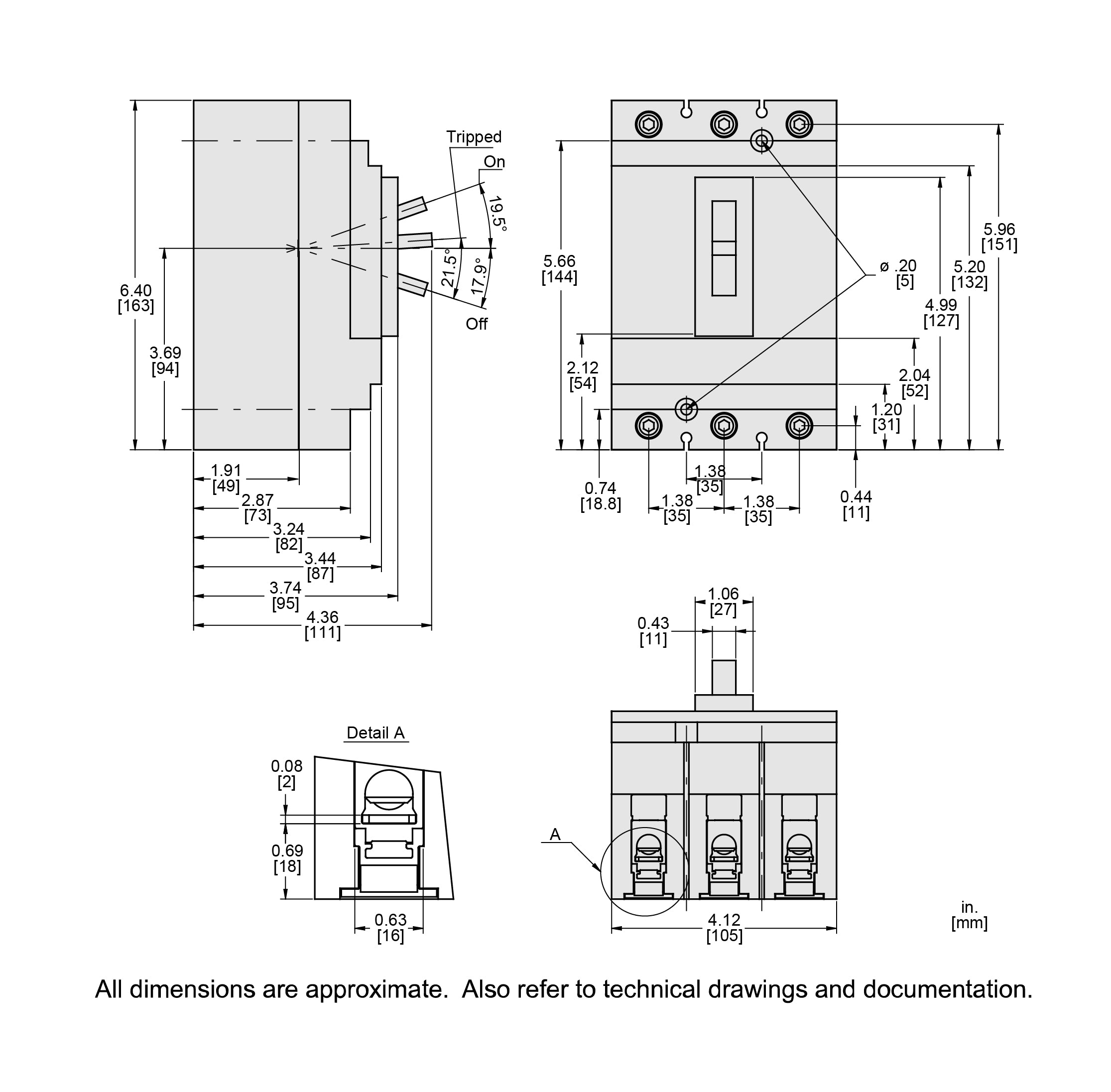 INTERRUPTOR TERMOMAGNÉTICO 3 POLOS 70A 600V 18KA (FAL/18KA) HDL36070