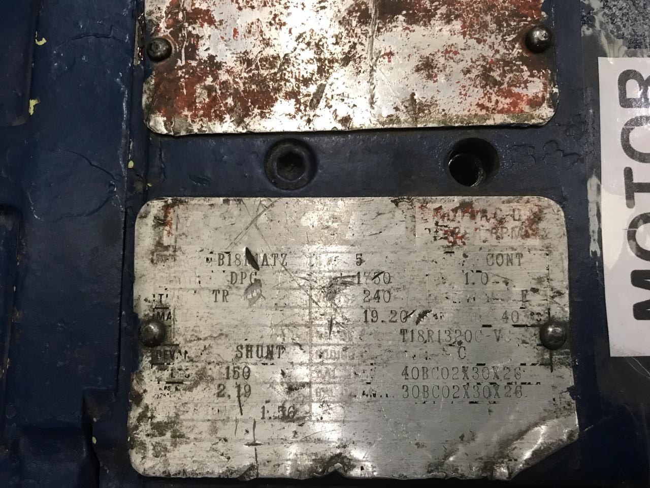 Motor de Corriente Directa 5 HP Reliance Electric T18R1320C-VC