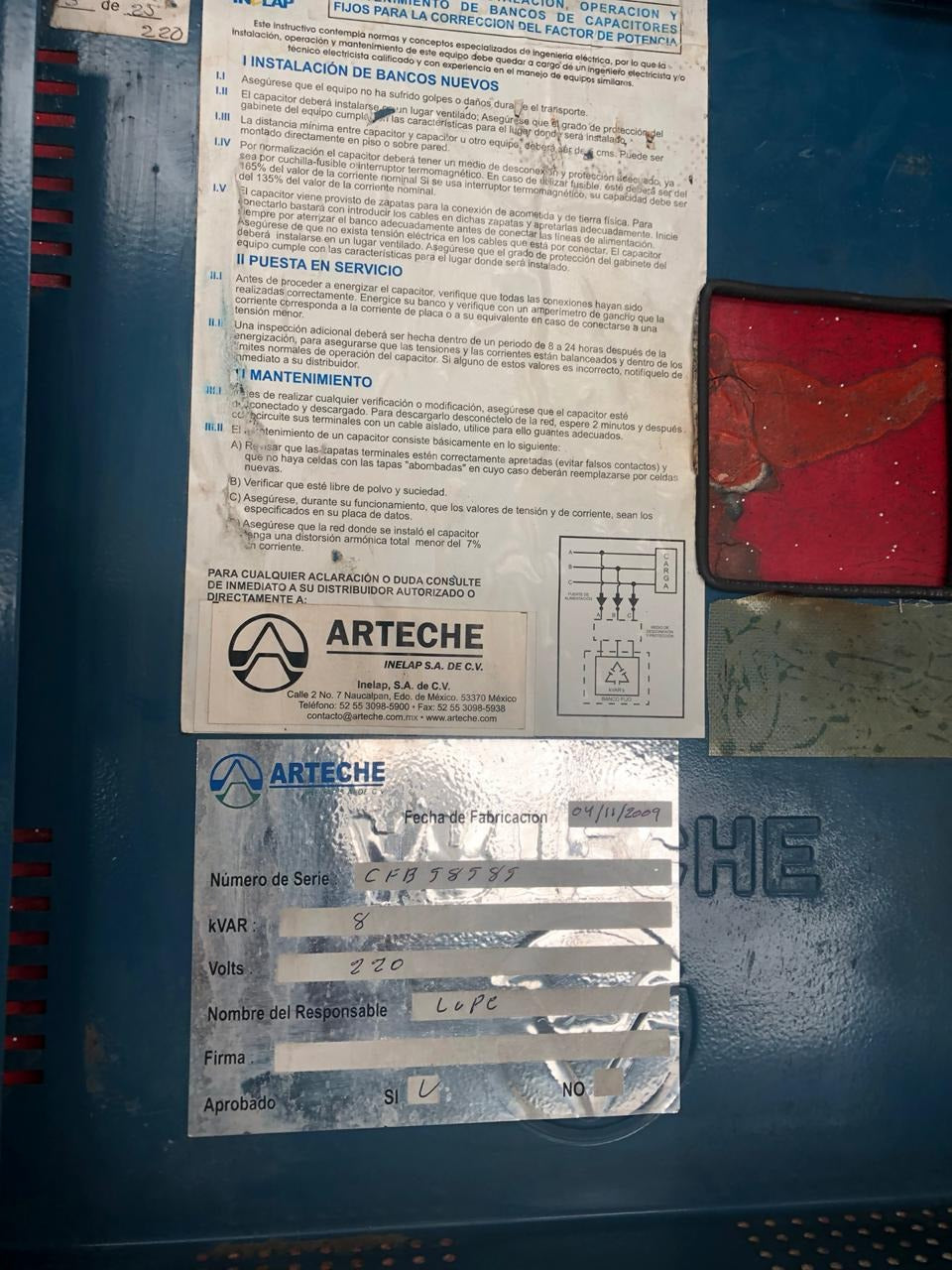 Banco de Capacitores de 10 KVAR Arteche CFB 0010 240 N1 ITM