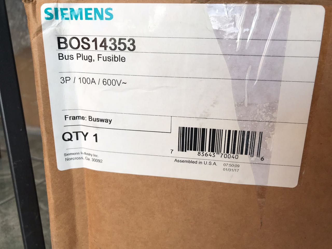 Bus Plug Siemens BOS14353