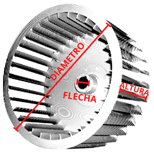 Turbina Reforzada para Motor- 16 CM Derecha