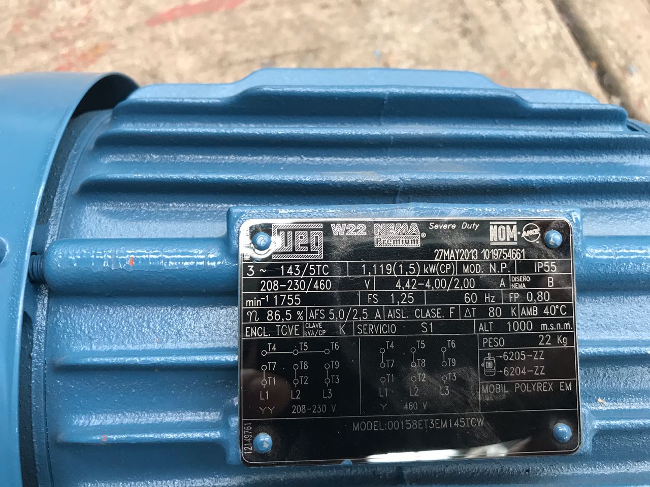 WEG 00518ET3EM145TCW MOTOR ELECTRICO