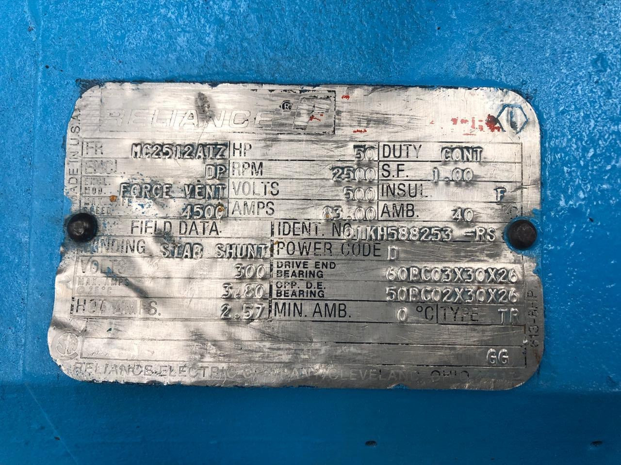 Motor de Corriente Directa 50 HP Reliance Electric MC2512ATZ