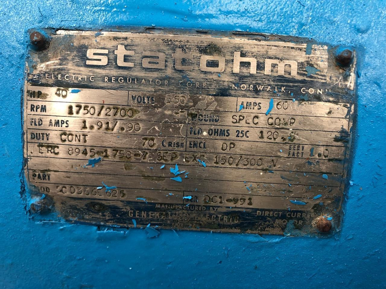 Motor de Corriente Directa 40 HP Statohm 5CD366E 625