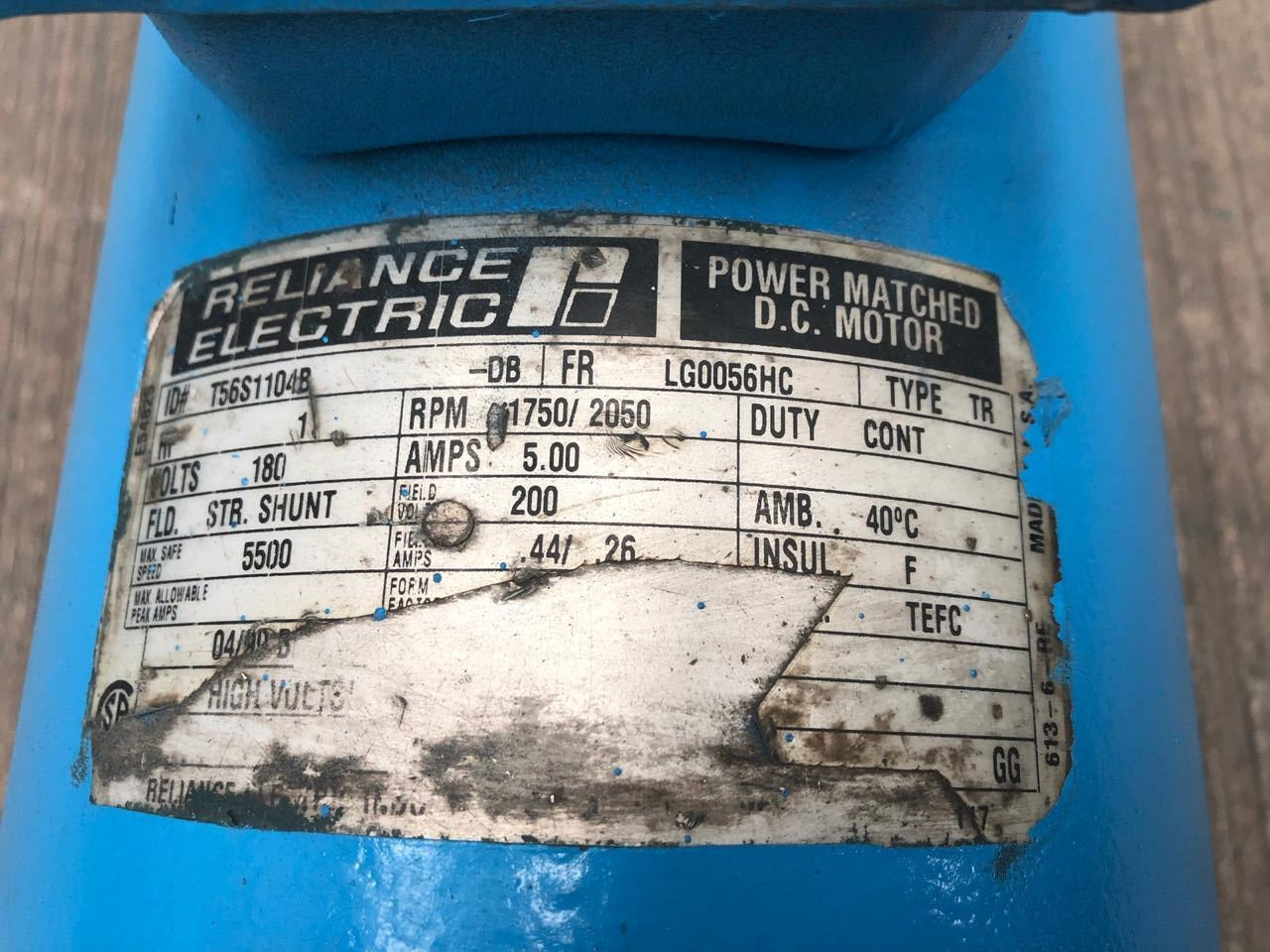 Motor de Corriente Directa 1 HP Reliance Electric T56S1104B