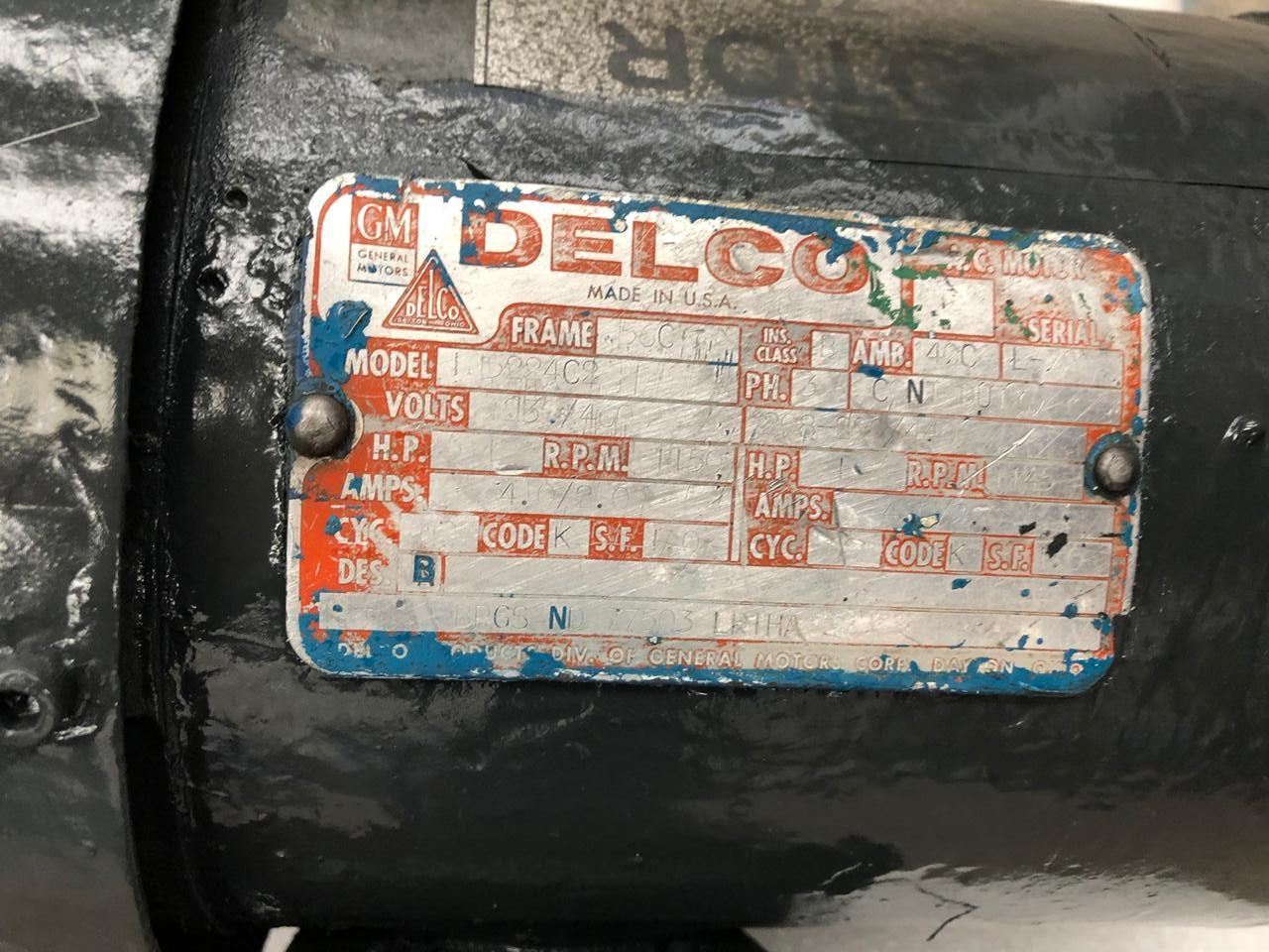 Motor de Corriente Alterna 1 HP Delco 1852224CZ