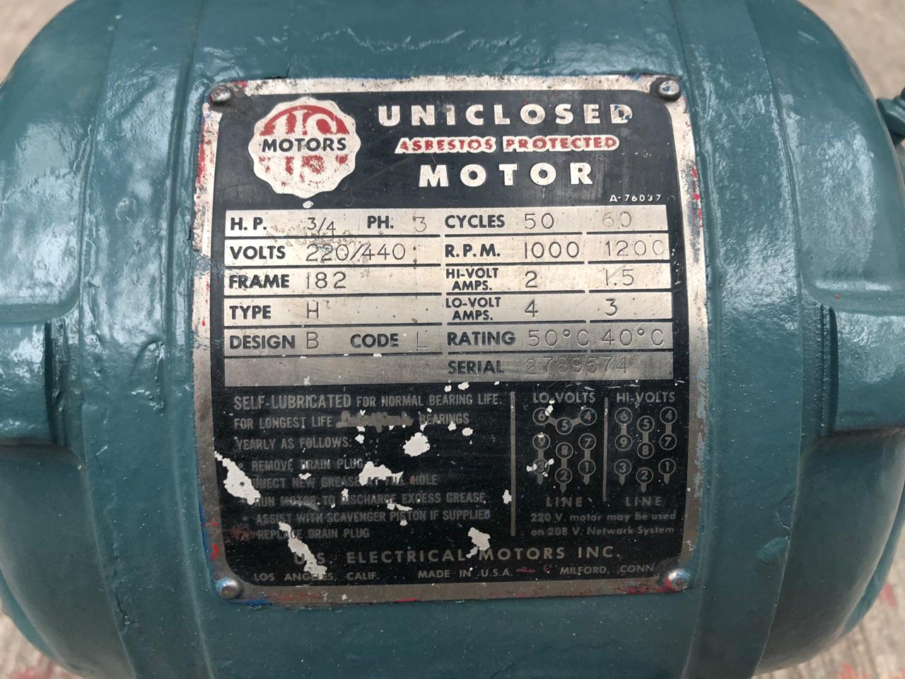 Motor de Corriente Alterna 3/4 HP US Motor 2789574