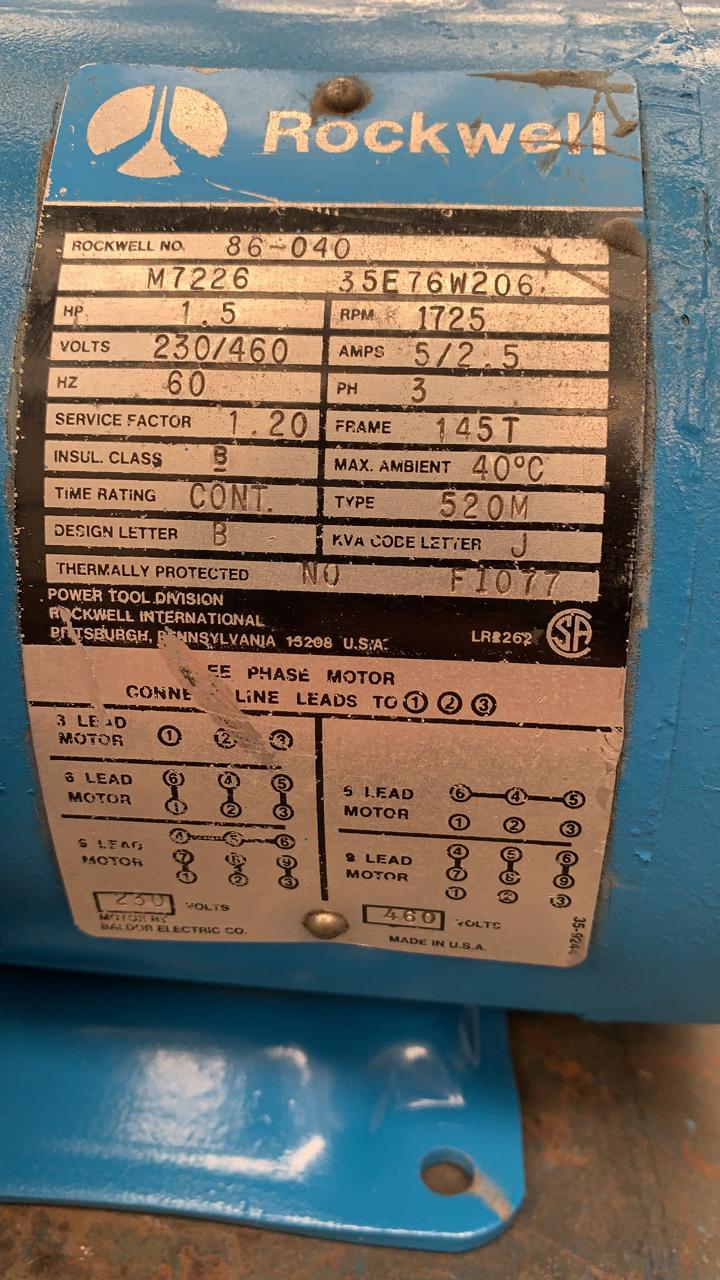 Motor de Corriente Alterna 1.5 HP Rockwell M7226 35E76W206