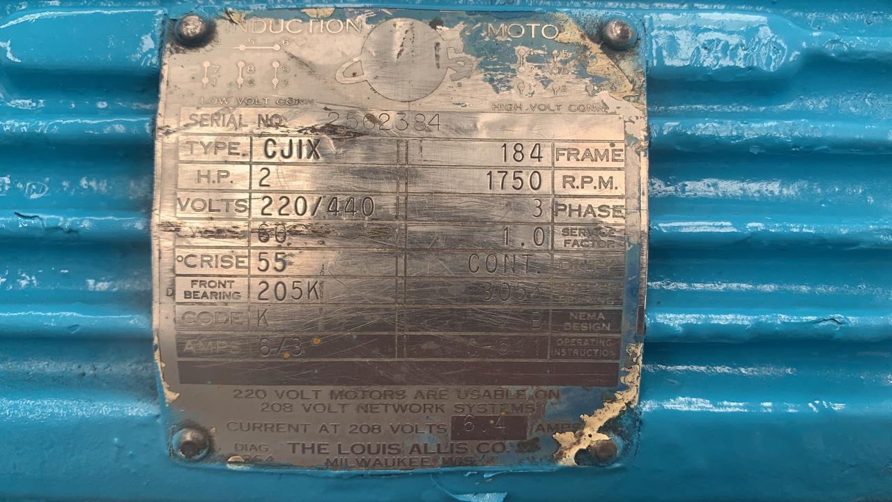 MOTOR DE CORRIENTE ALTERNA 2 HP LOUIS ALLIS CJIX