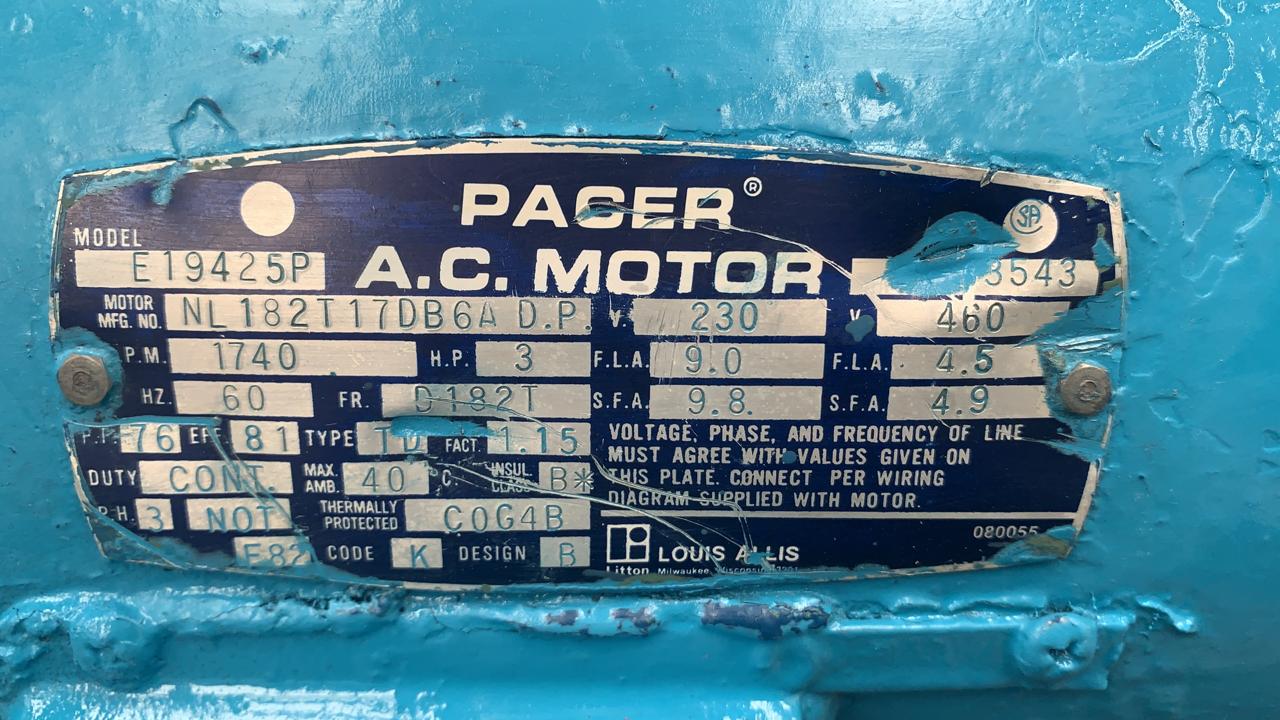Motor de Corriente Alterna 3 HP Pacer E19425P