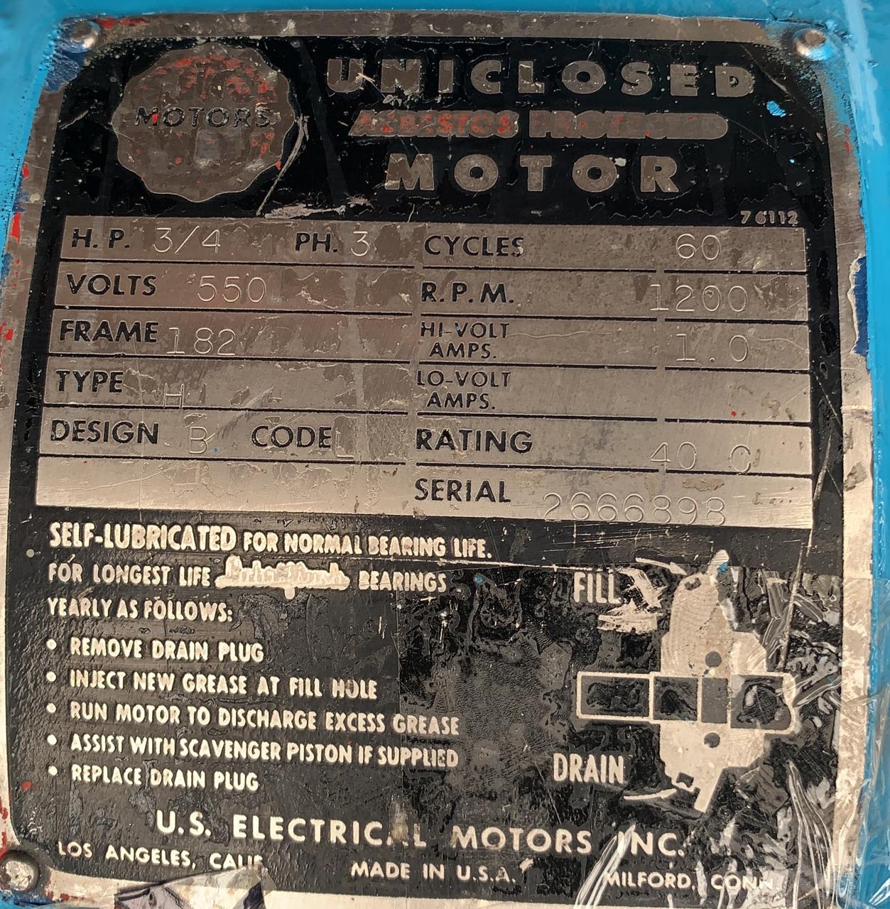 Motor de Corriente Alterna 3/4 HP US Motors 2666898