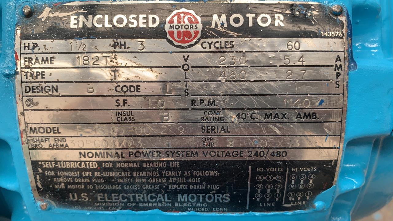 Motor de Corriente Alterna 1-1/2 HP US Motors F-14 85-00-269