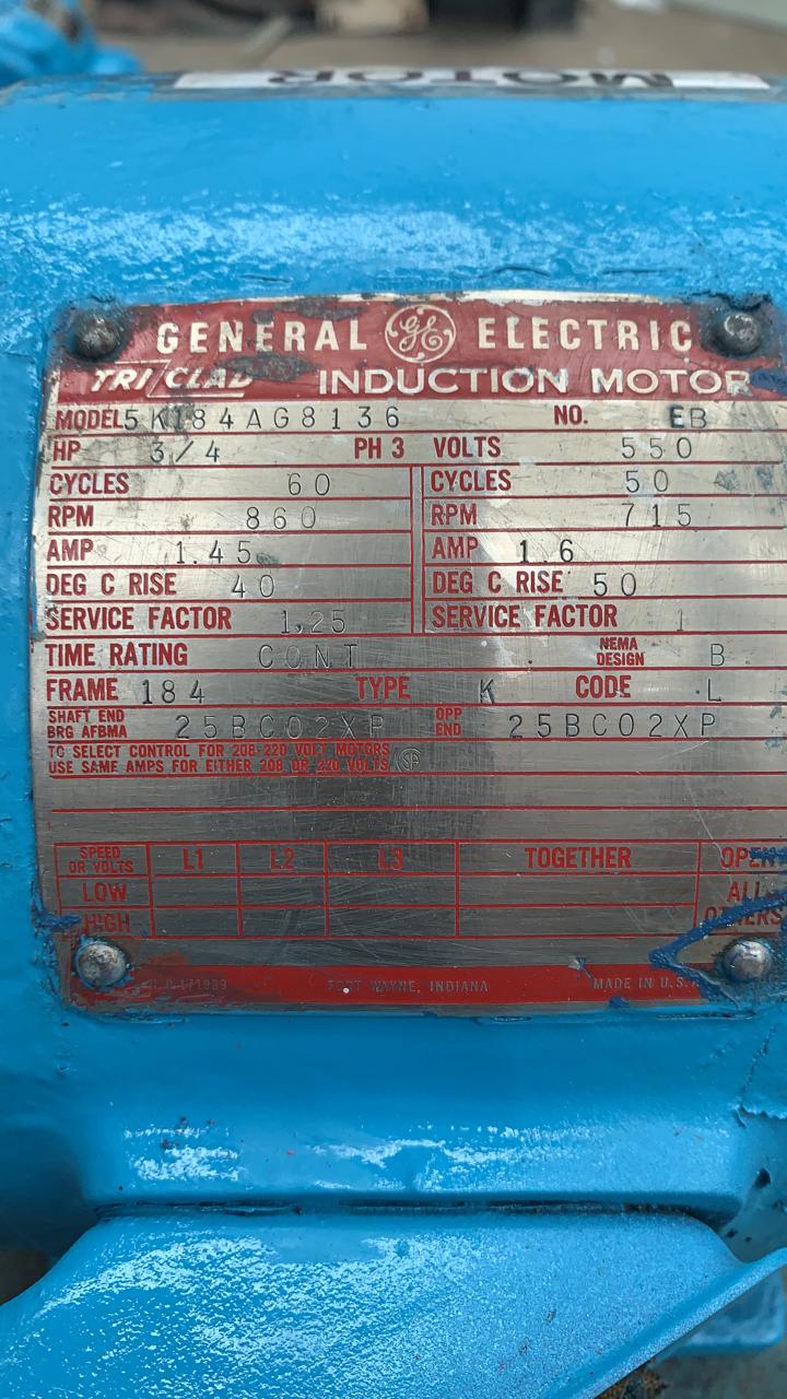 Motor de Corriente Alterna 3/4 HP General Electric 5K184AG8136