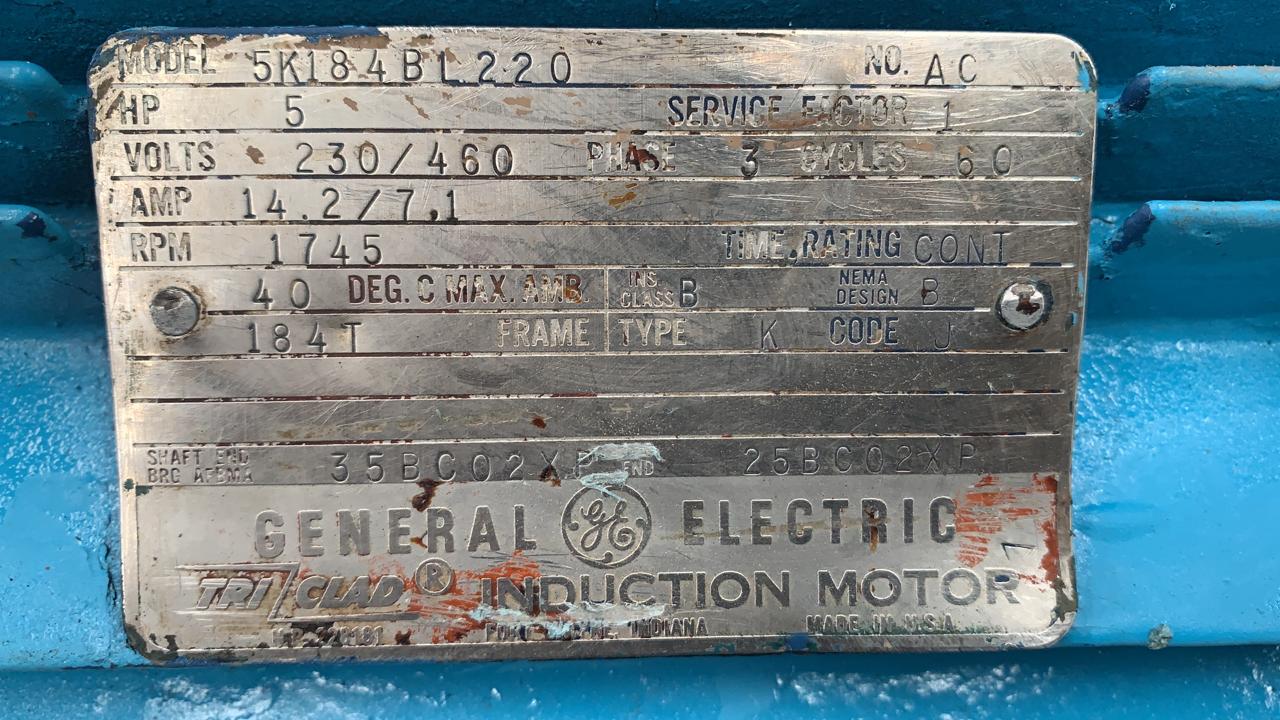 Motor de Corriente Alterna 5 HP General Electric 5K184BL220