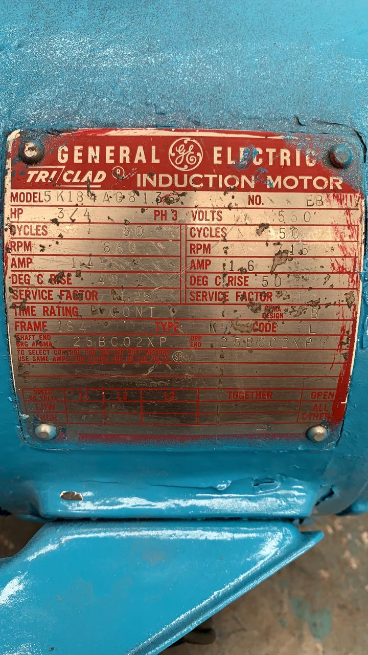 Motor de Corriente Alterna 3/4 HP General Electric 5K184AG8136
