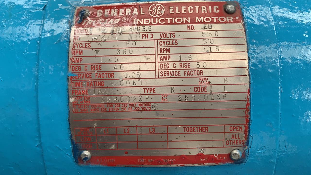 Motor de Corriente Alterna 3/4 HP General Electric K184AG8136