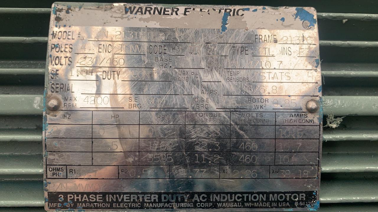 Motor de Corriente Alterna 7.5 HP Warner Electric 4N213THTL7726BA