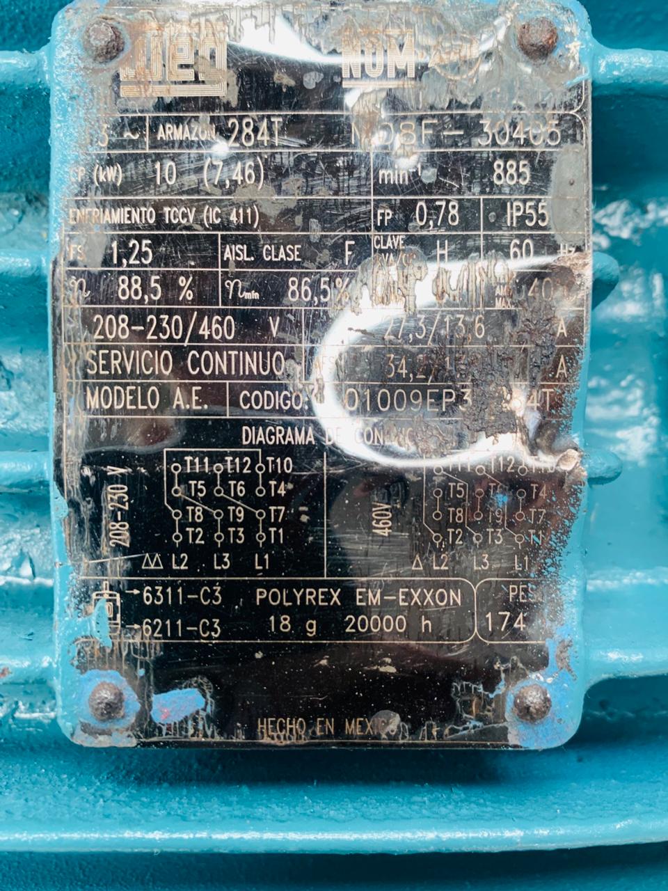 Motor de Corriente Alterna 10 HP Weg 01009EP3284T