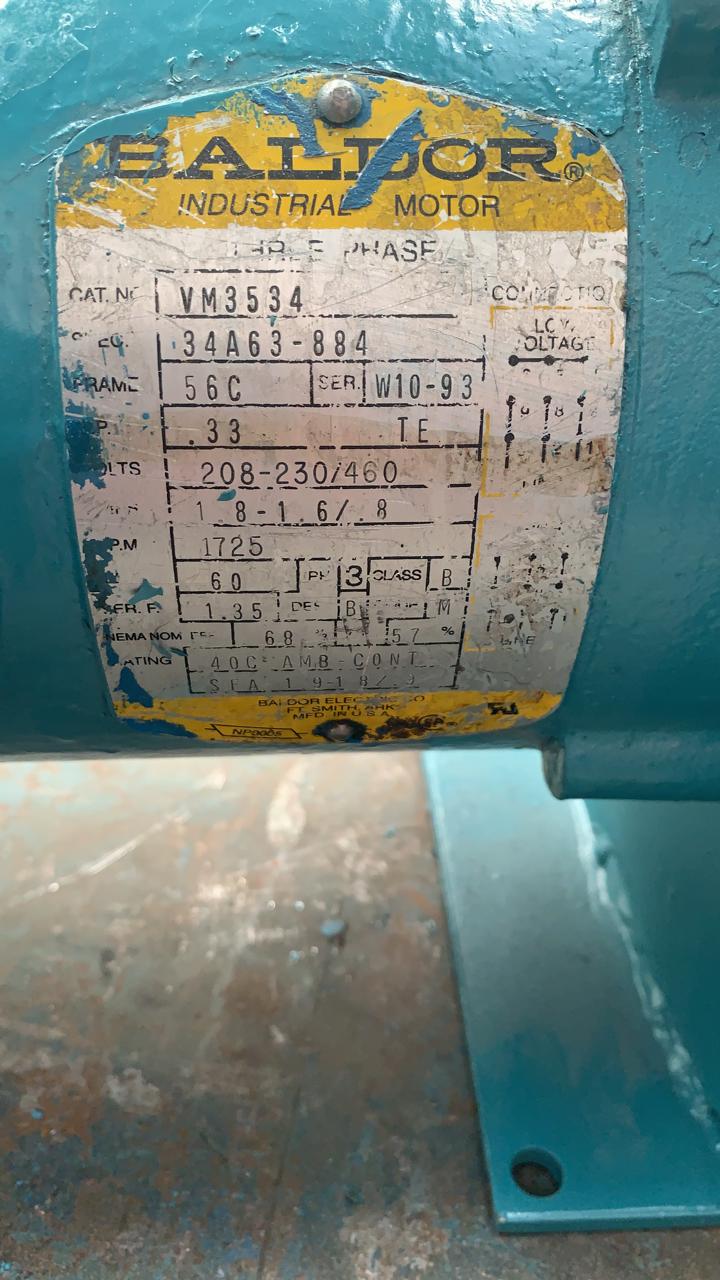 Motor de Corriente Alterna 0.33 HP Baldor BM3534