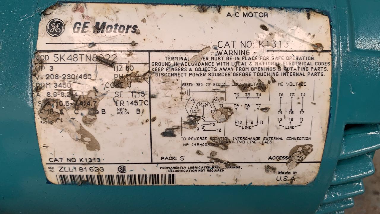 Motor Corriente Alterna 3 HP General Electric 5K48TN8022