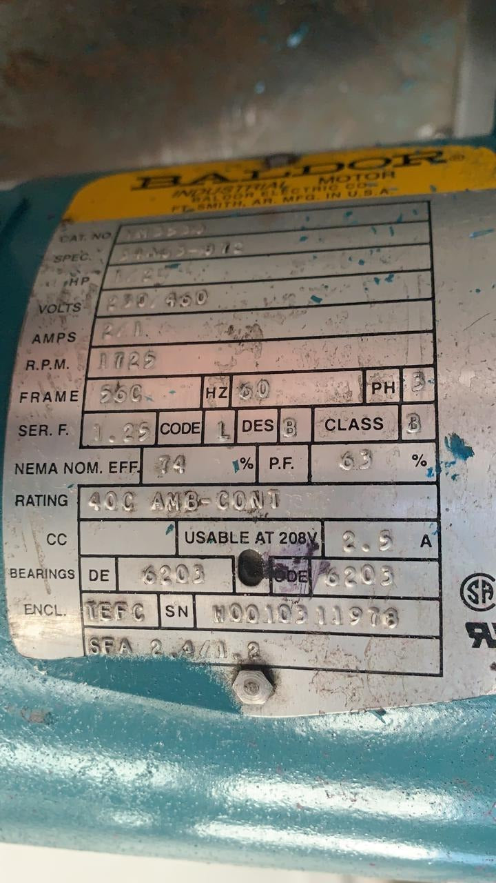 Ventilador Turbina (Corriente Alterna) para Motor de Corriente Directa 1/2 HP Baldor VM3538