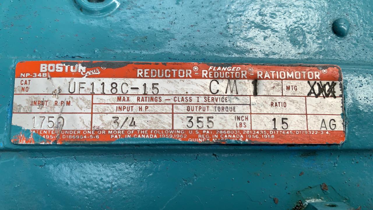 Motorreductor Corriente Alterna 3/4 HP Boston UF118C-15 CM1