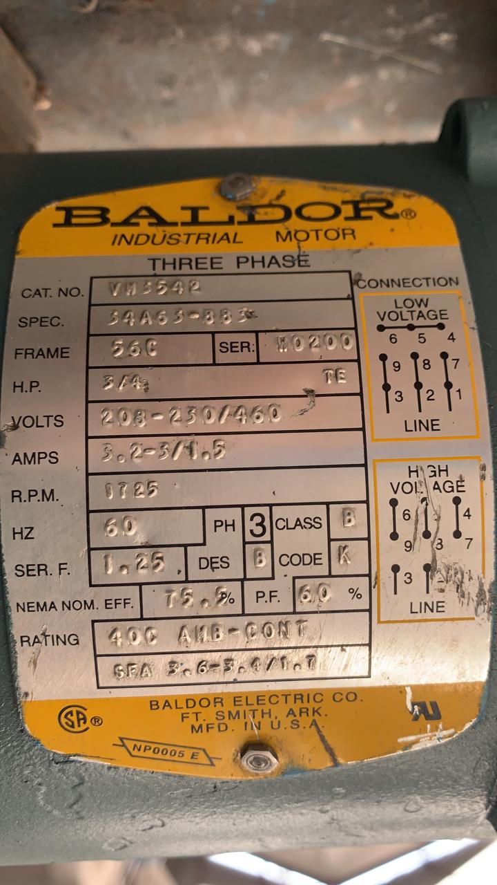 Motorreductor de Corriente Alterna 3/4 HP Baldor 5637/C06 N