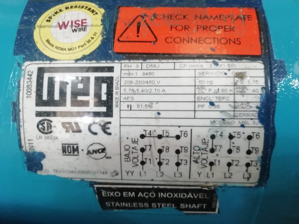 Bomba de Corriente Alterna WEG 2 HP M6L 3J