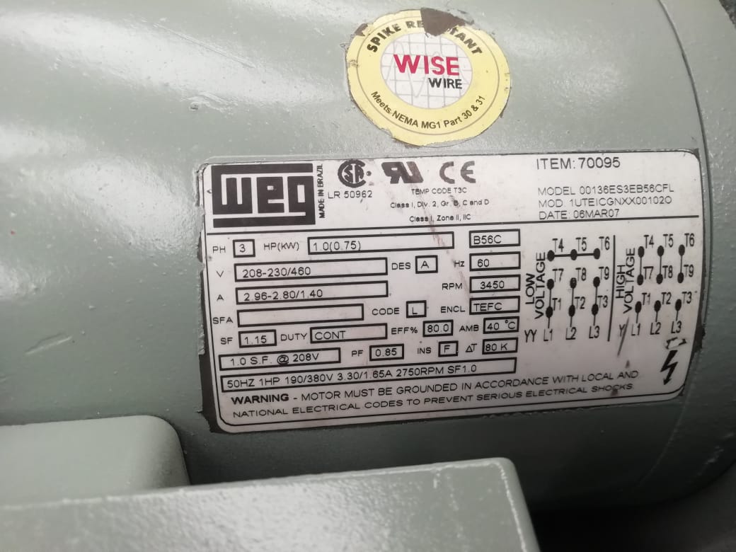 Motor de Corriente Alterna 1 HP WEG 00136ESE3EB56CFC