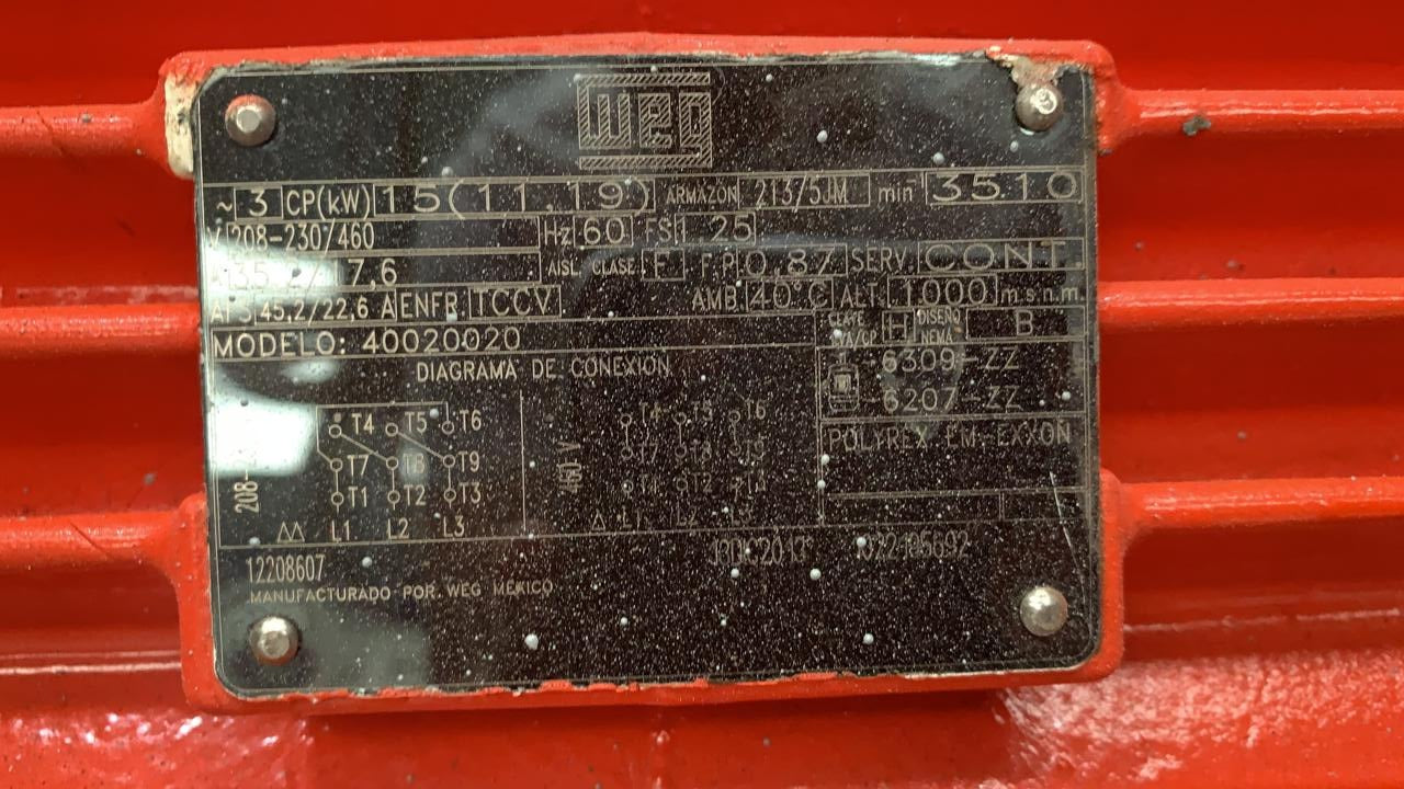 Bomba de Corriente Alterna 15 HP Weg 40020020