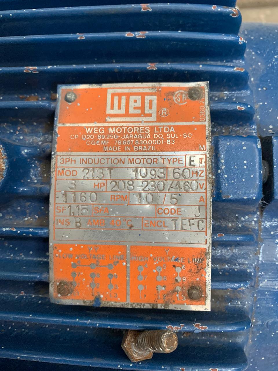 Bomba Hidráulica de Corriente Alterna 3 HP WEG 213T-1093