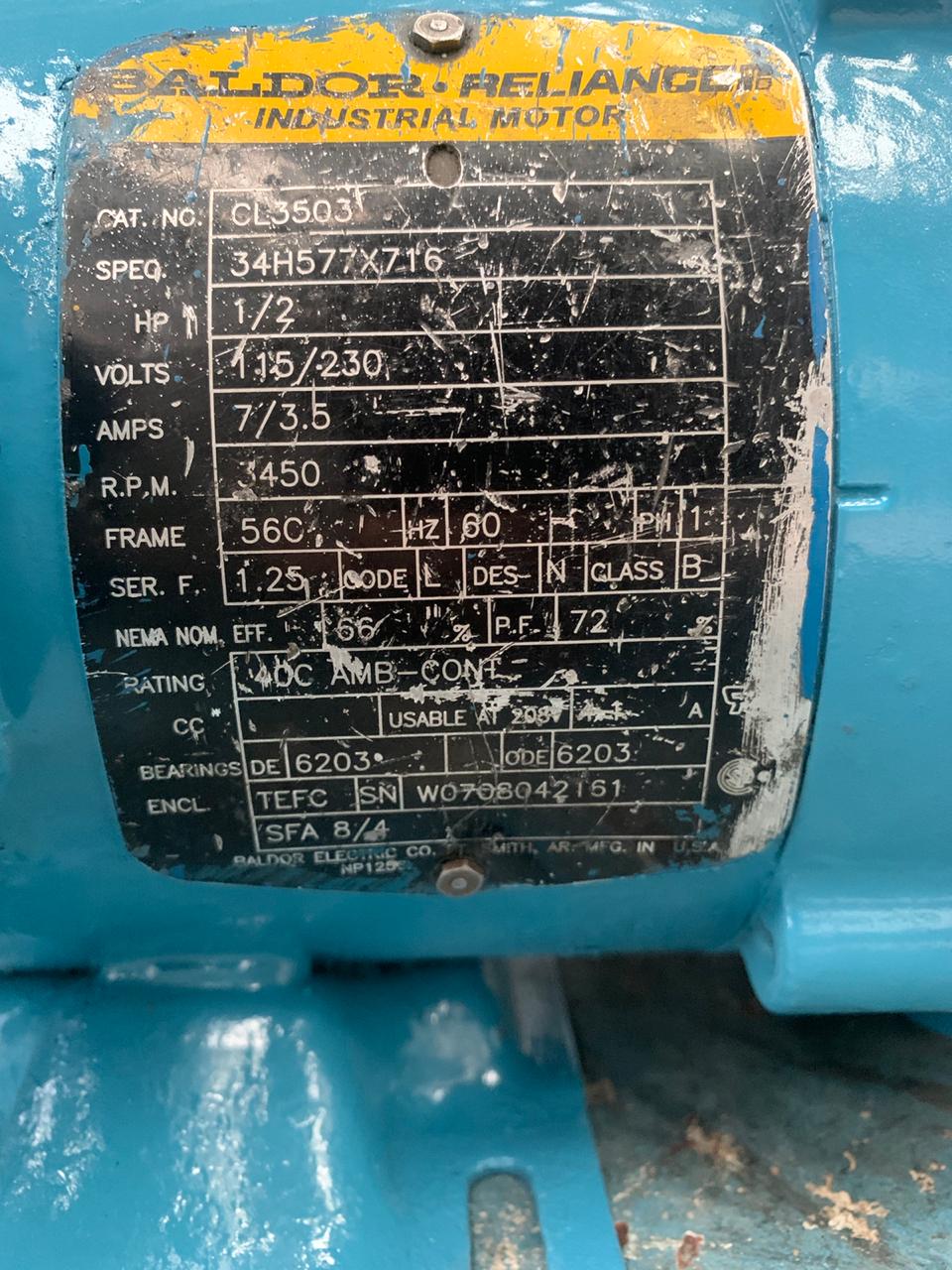 Motor de Corriente Alterna 1/2 HP Baldor CL3503