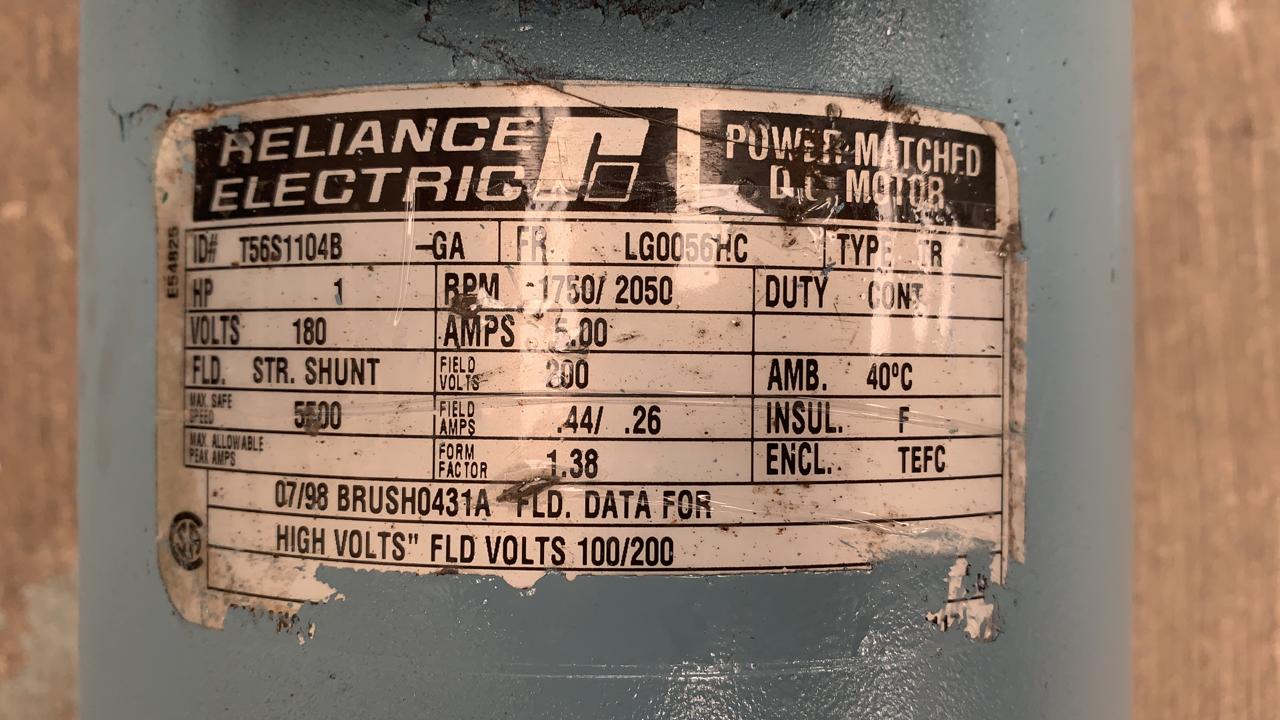 Motor de Corriente Directa 1 HP Reliance Electric T56S1104B