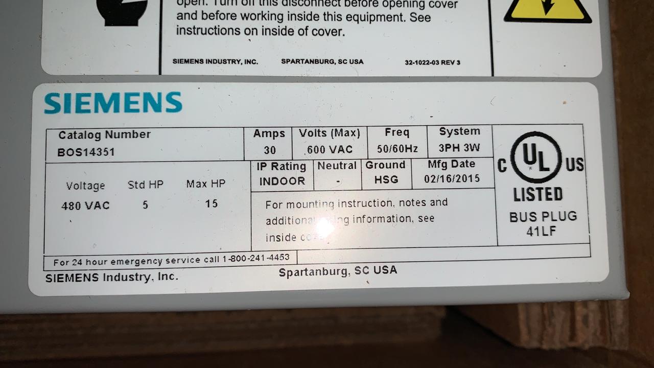 Bus Plug Siemens BOS14351