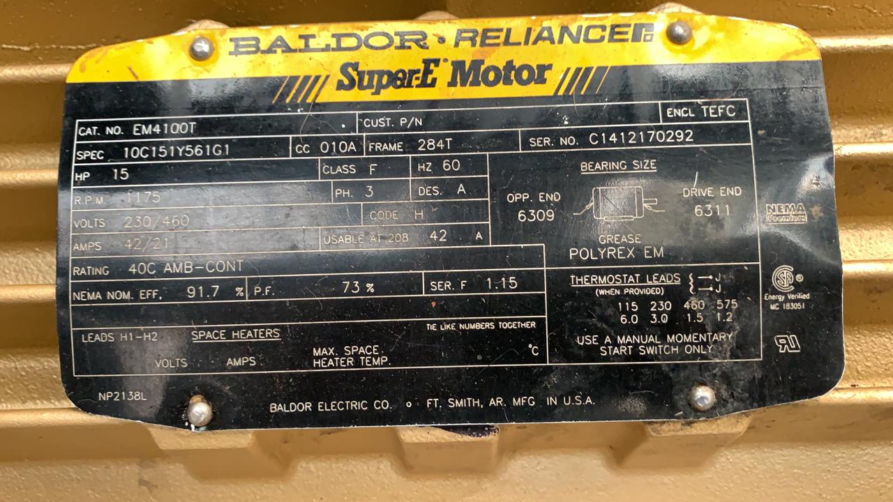 Motor de Corriente Alterna 15 HP Baldor EM4100T