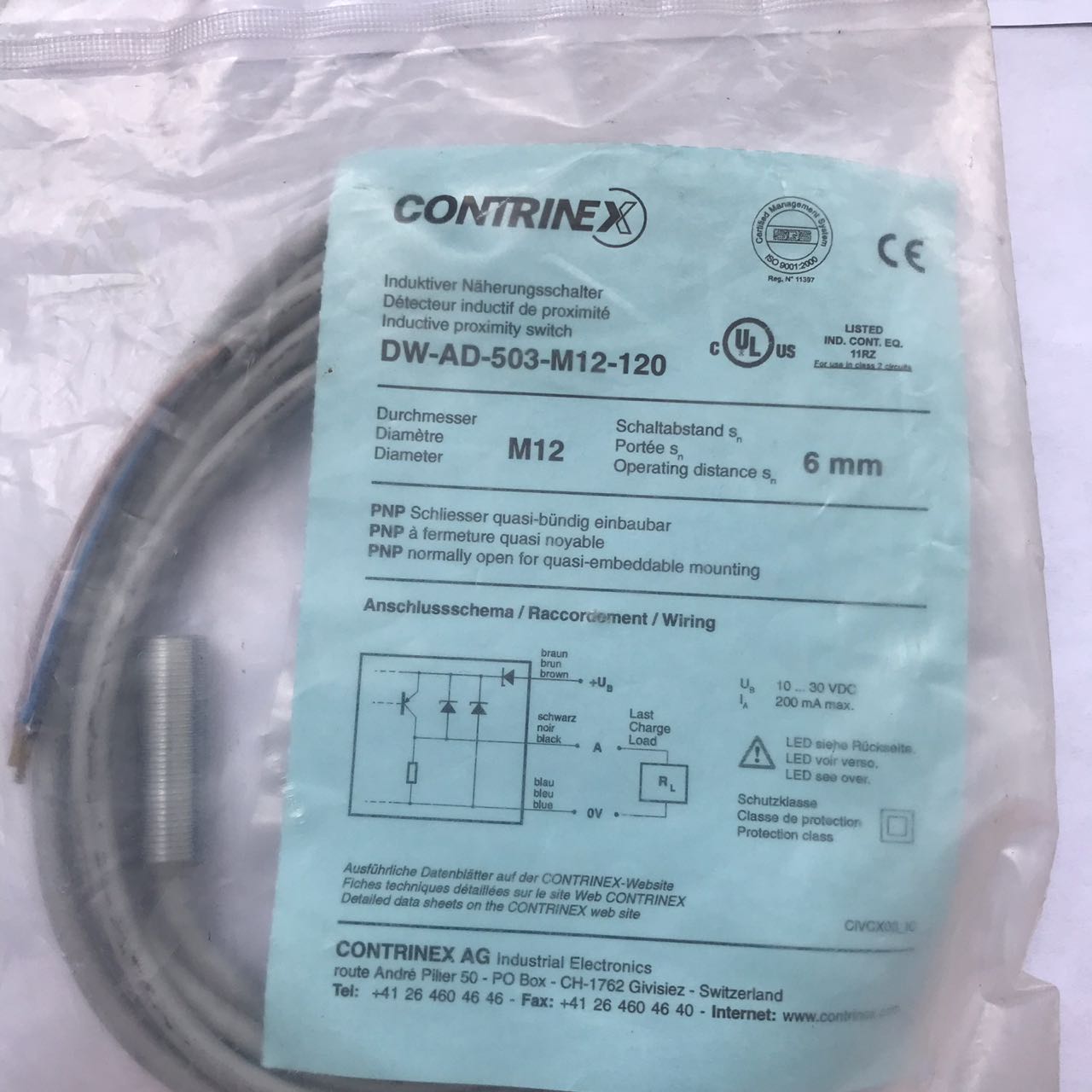 Sensor Contrinex DW-AD-503-M12-120