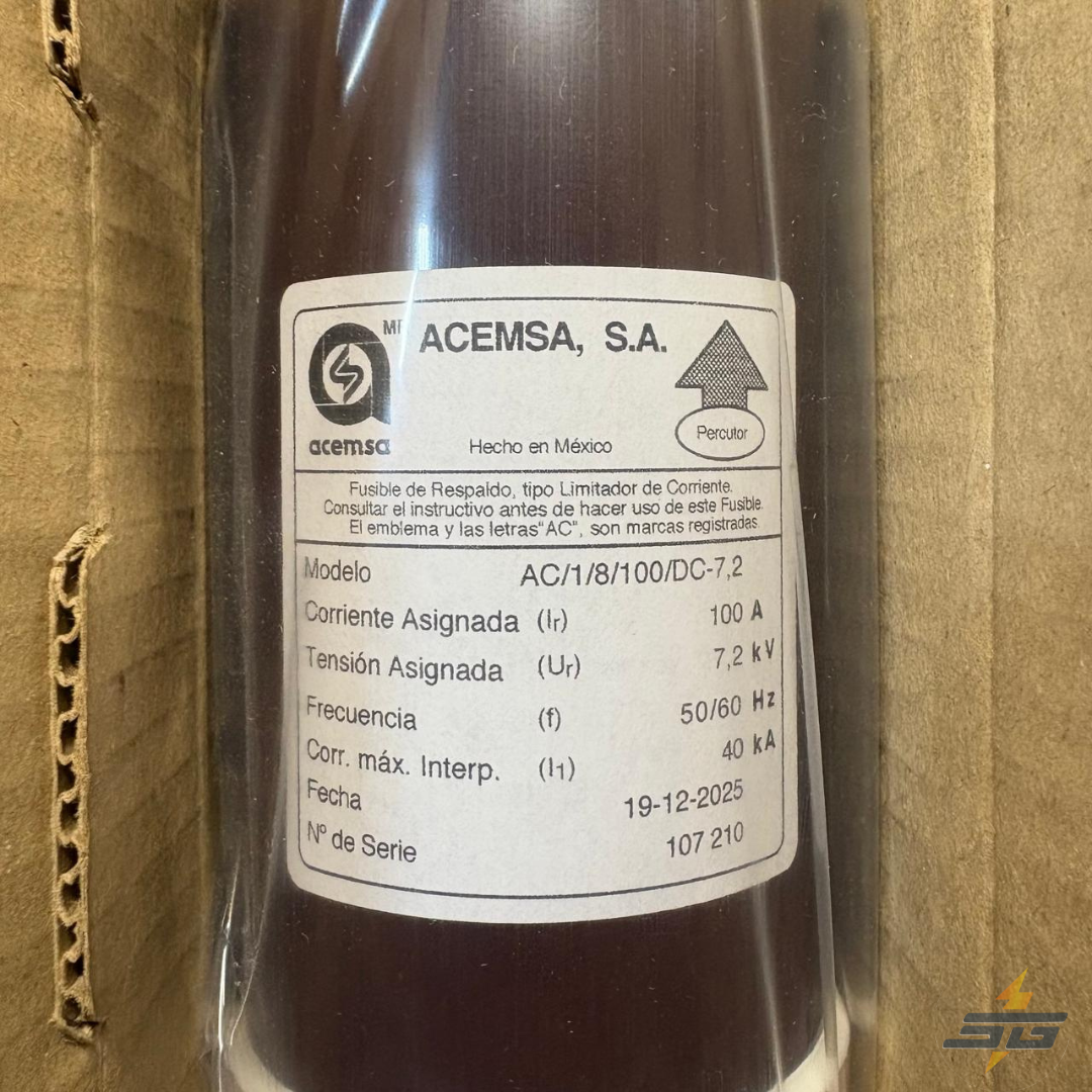 FUSIBLE ACEMSA AC/1/8/100/DC-7,2  3 PIEZAS