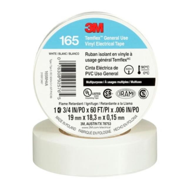 CINTA DE AISLAR 3M TEMFLEX 165 BLANCO PAQUETE 10 PIEZAS