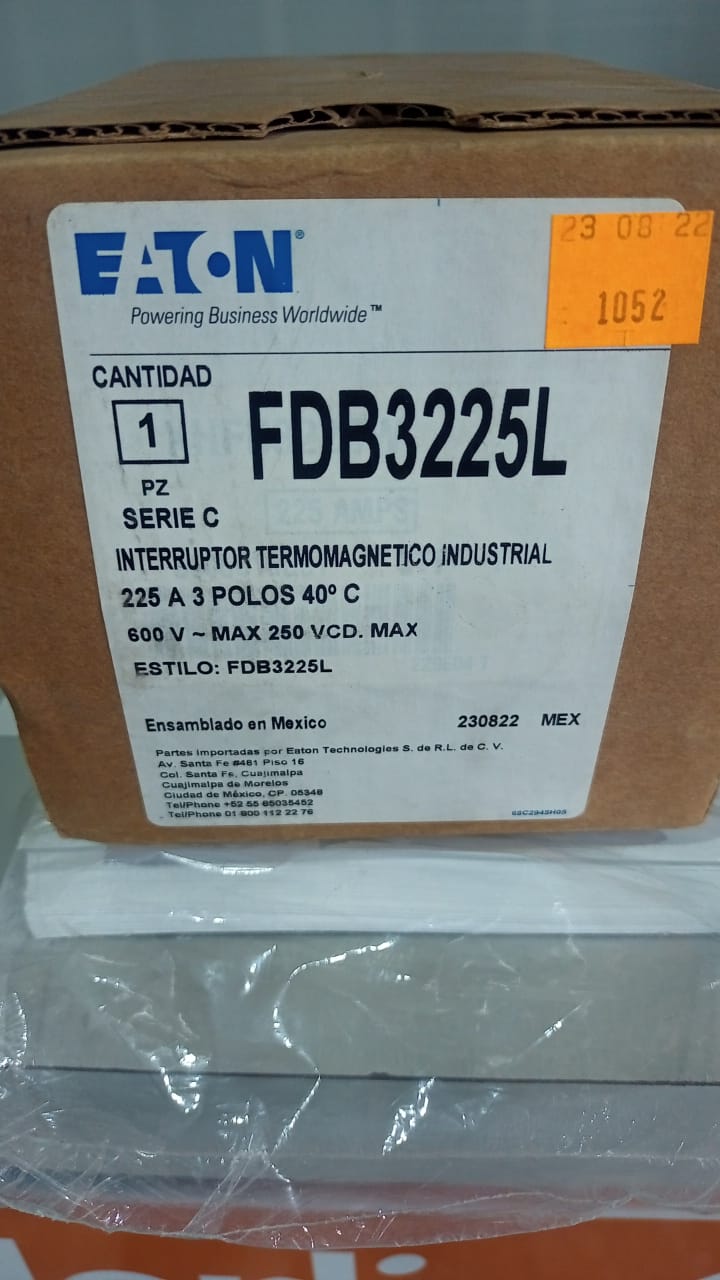 EATON EDB3225BP10 Interruttore Automatico 225A 240V 3P - Usato In Buone Condizioni