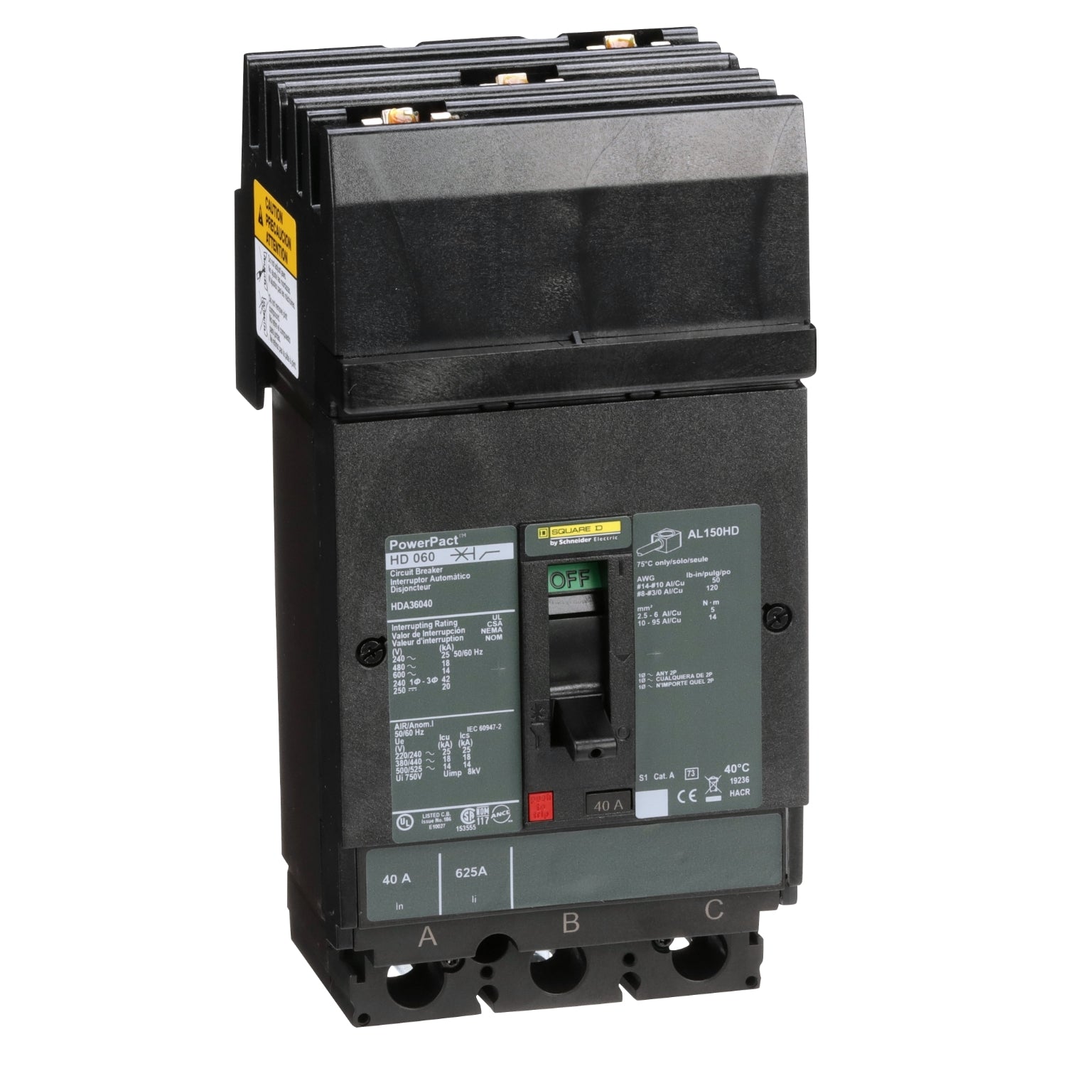 INTERRUPTOR TERMOMAGNETICO SQUARE D HDA36040.
