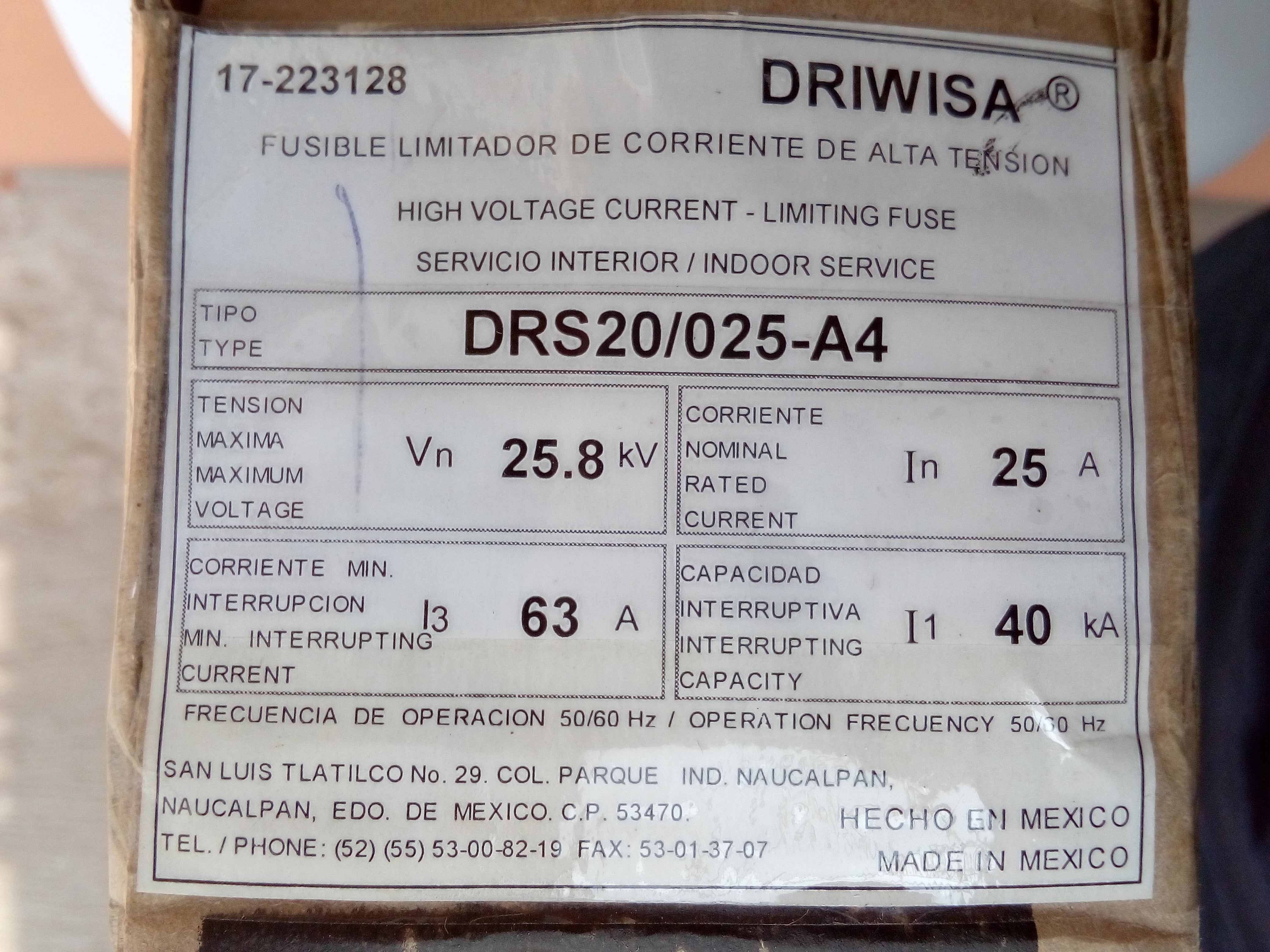 Fusible Driwisa DRS20-025-A4