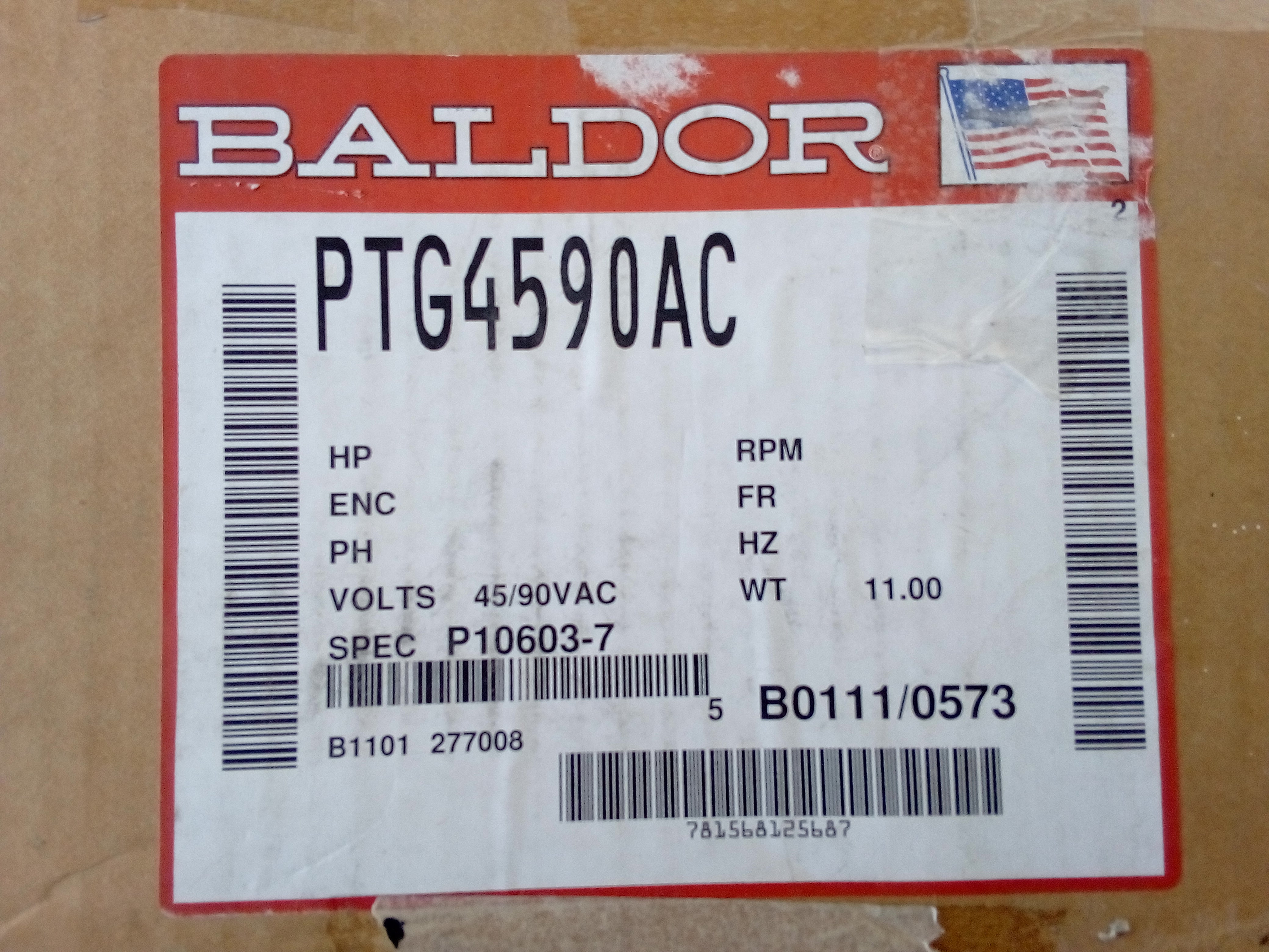 Tacómetro Baldor PTG4590AC