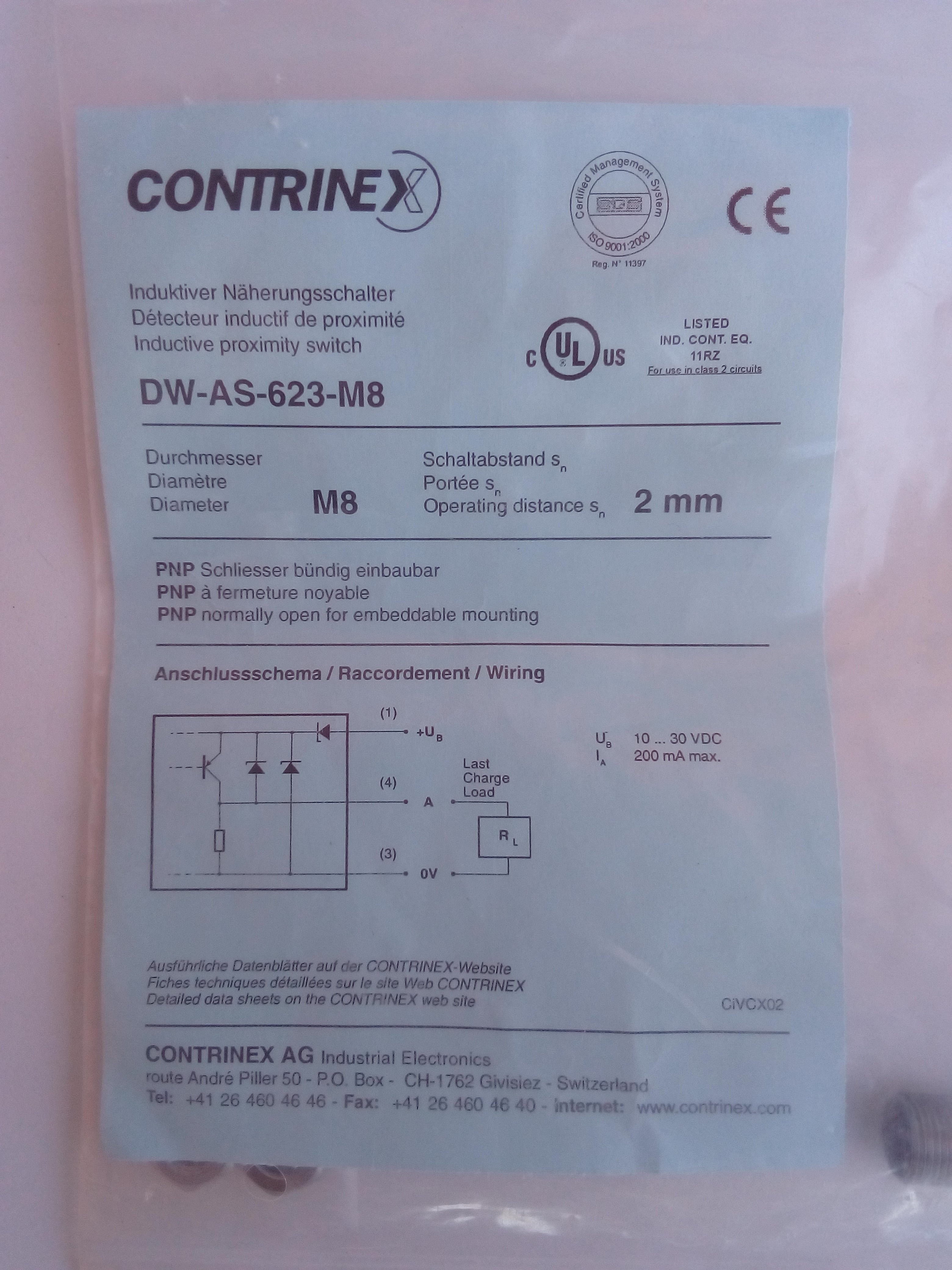Sensor Contrinex DW-AS-623-M8
