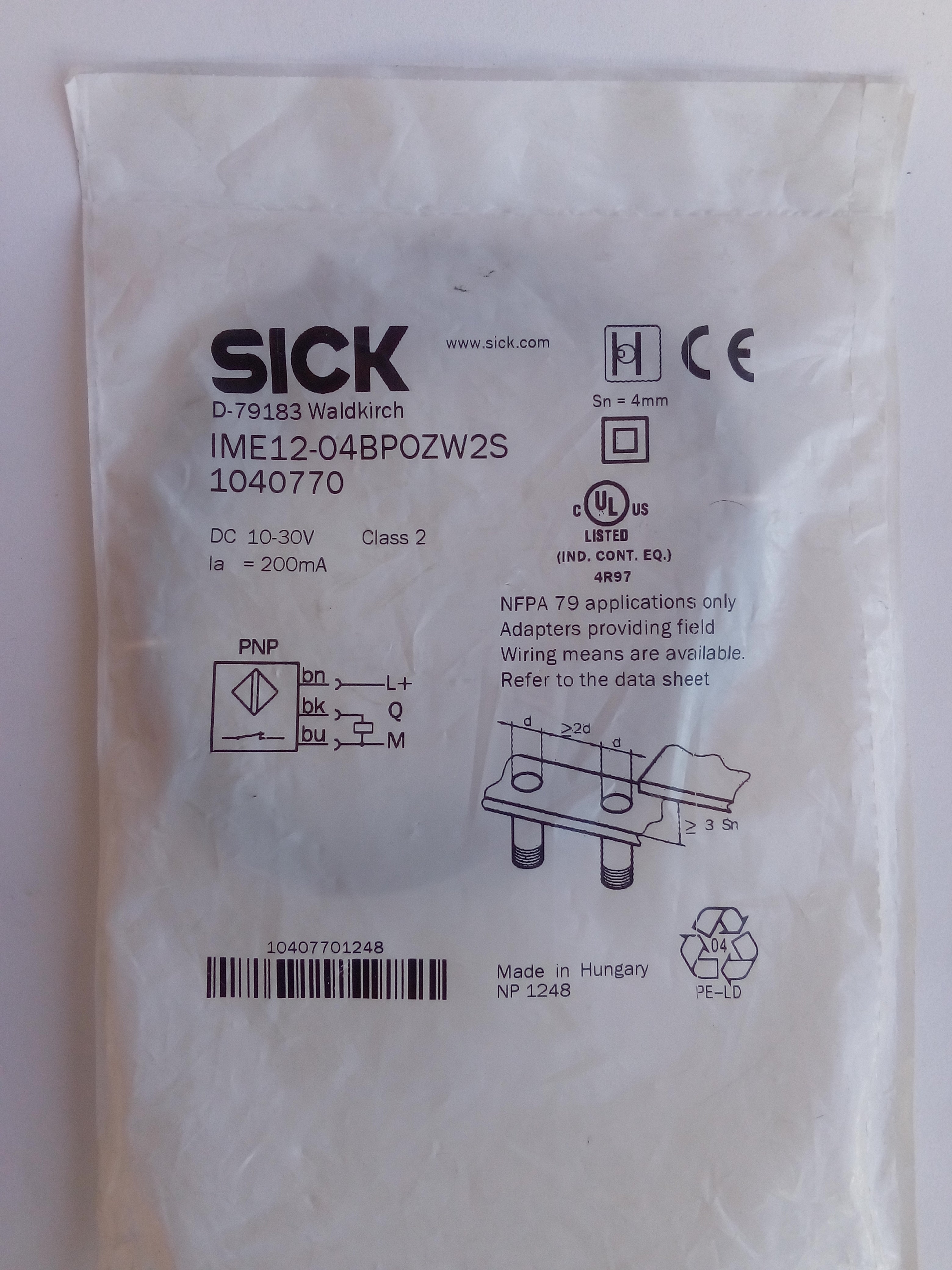 Sensor Sick IME12-04BPOZW2S