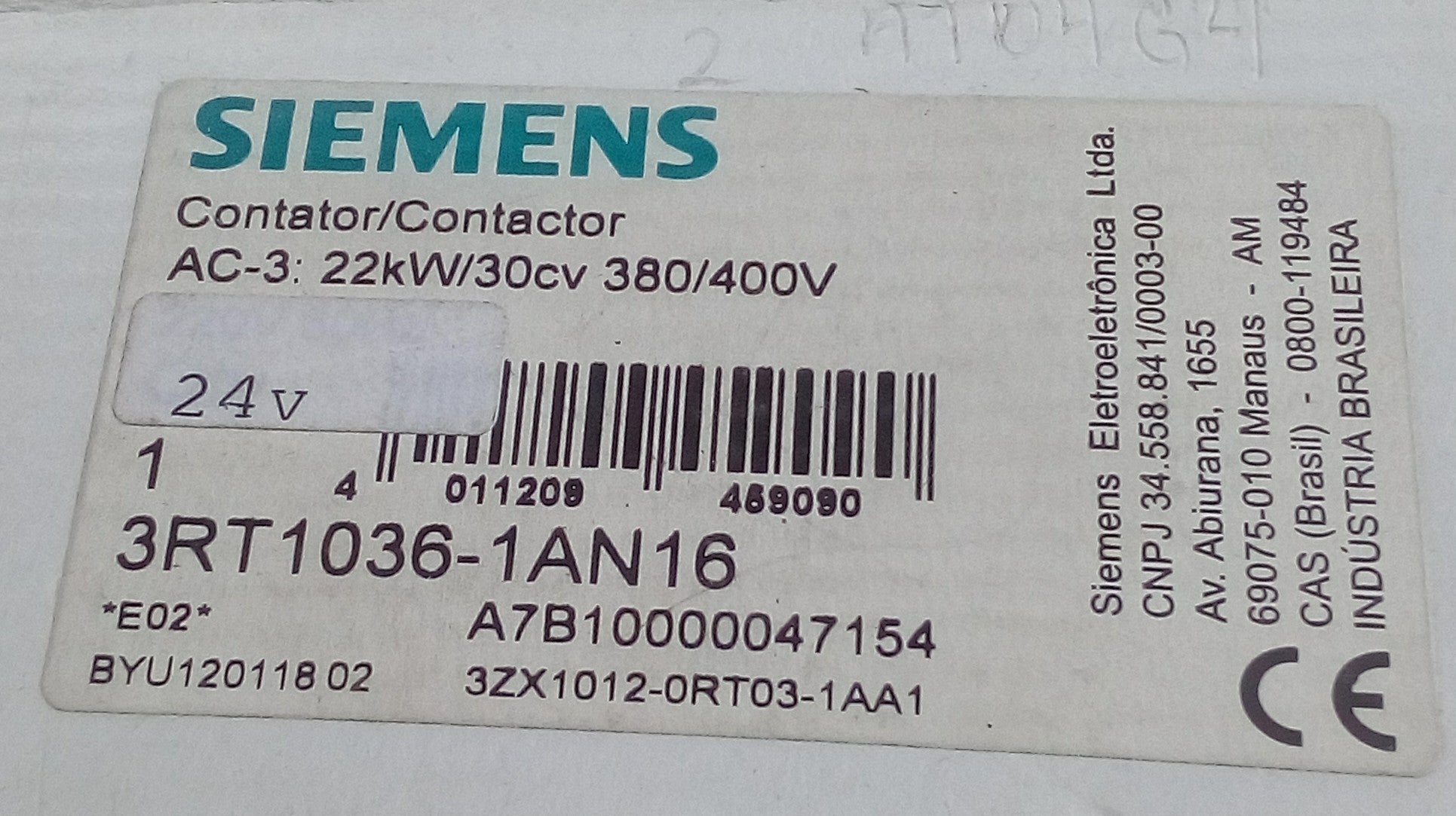 Contactor Siemens 3RT1036-1AN16
