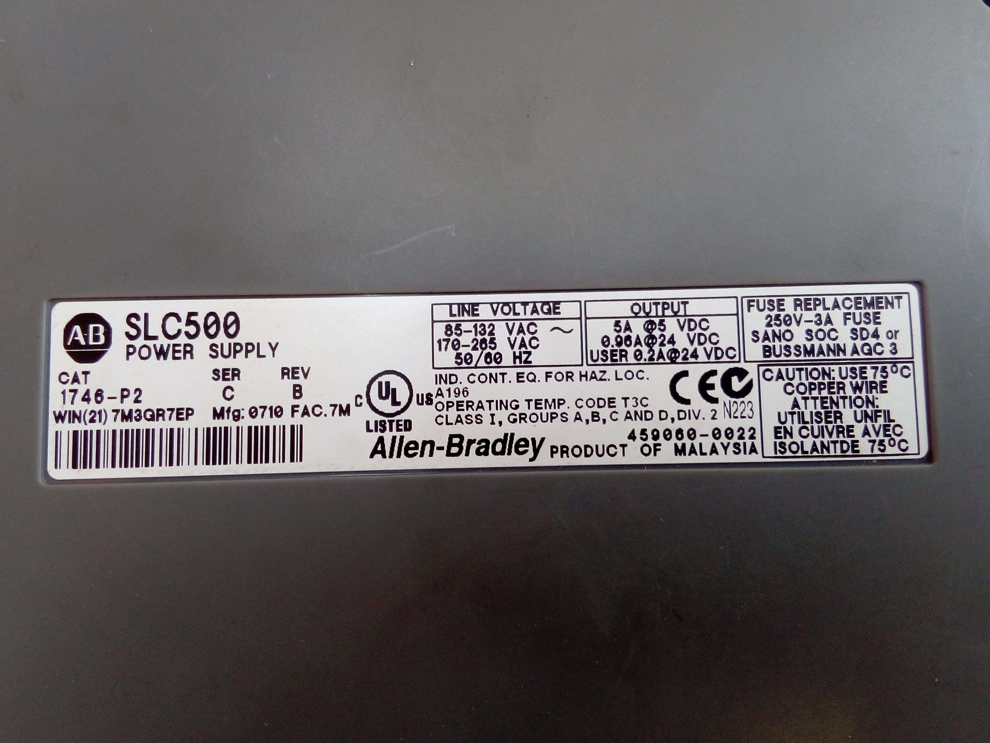 Fuente Allen Bradley 1746-P2