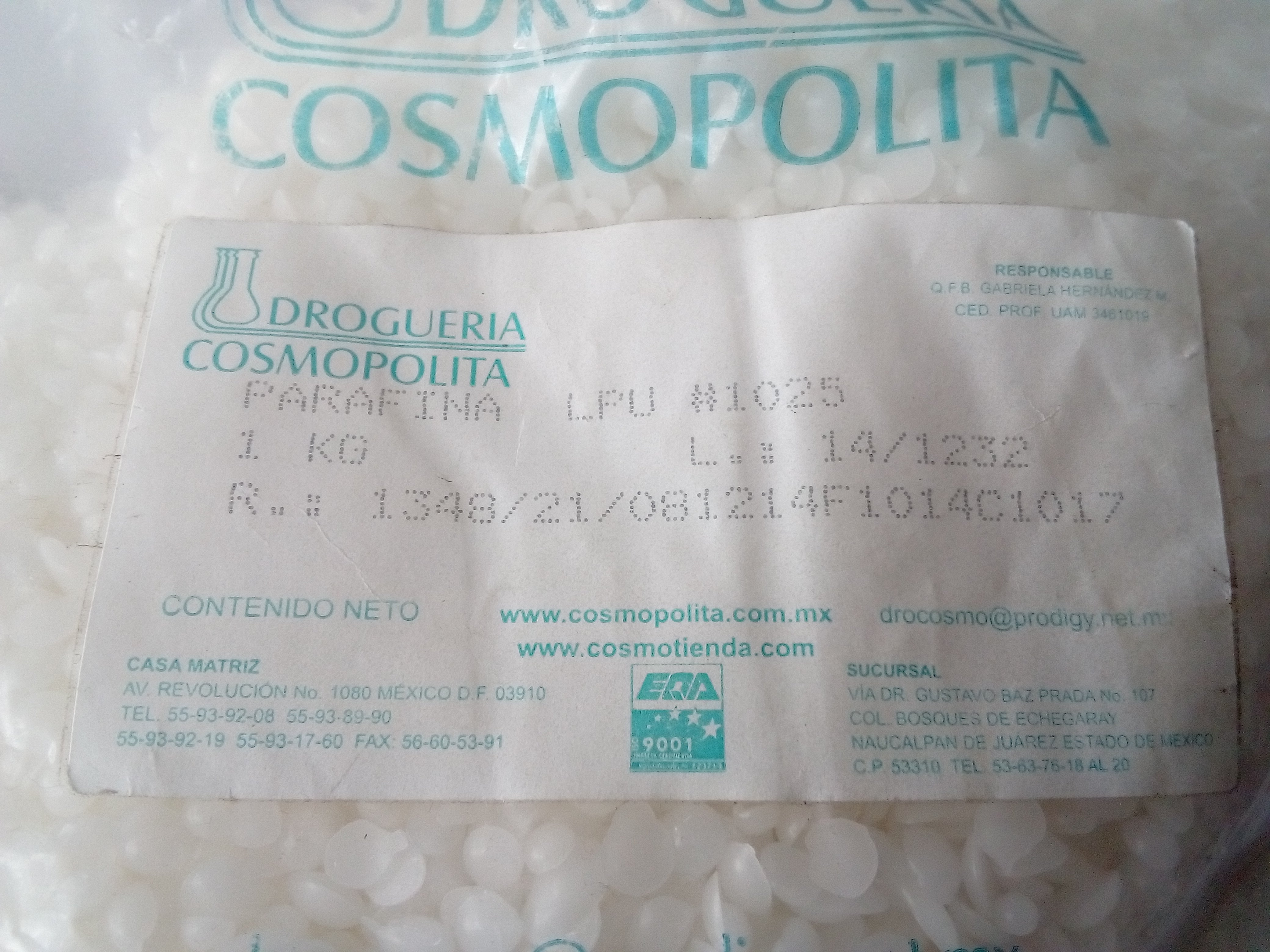 Bolsa de Parafina Drogueria Cosmopolita 1025