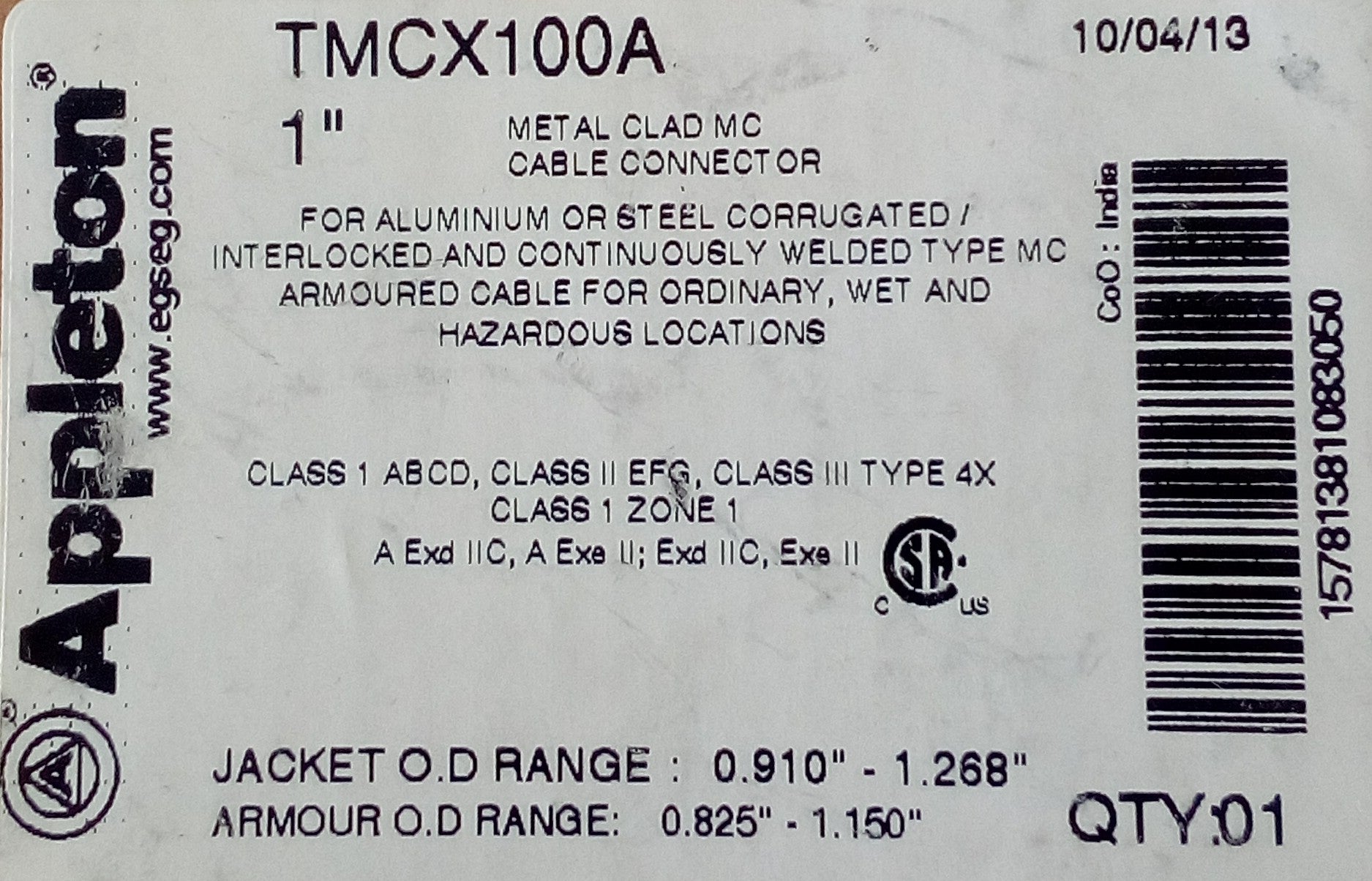 Conector Appleton TMCX100A
