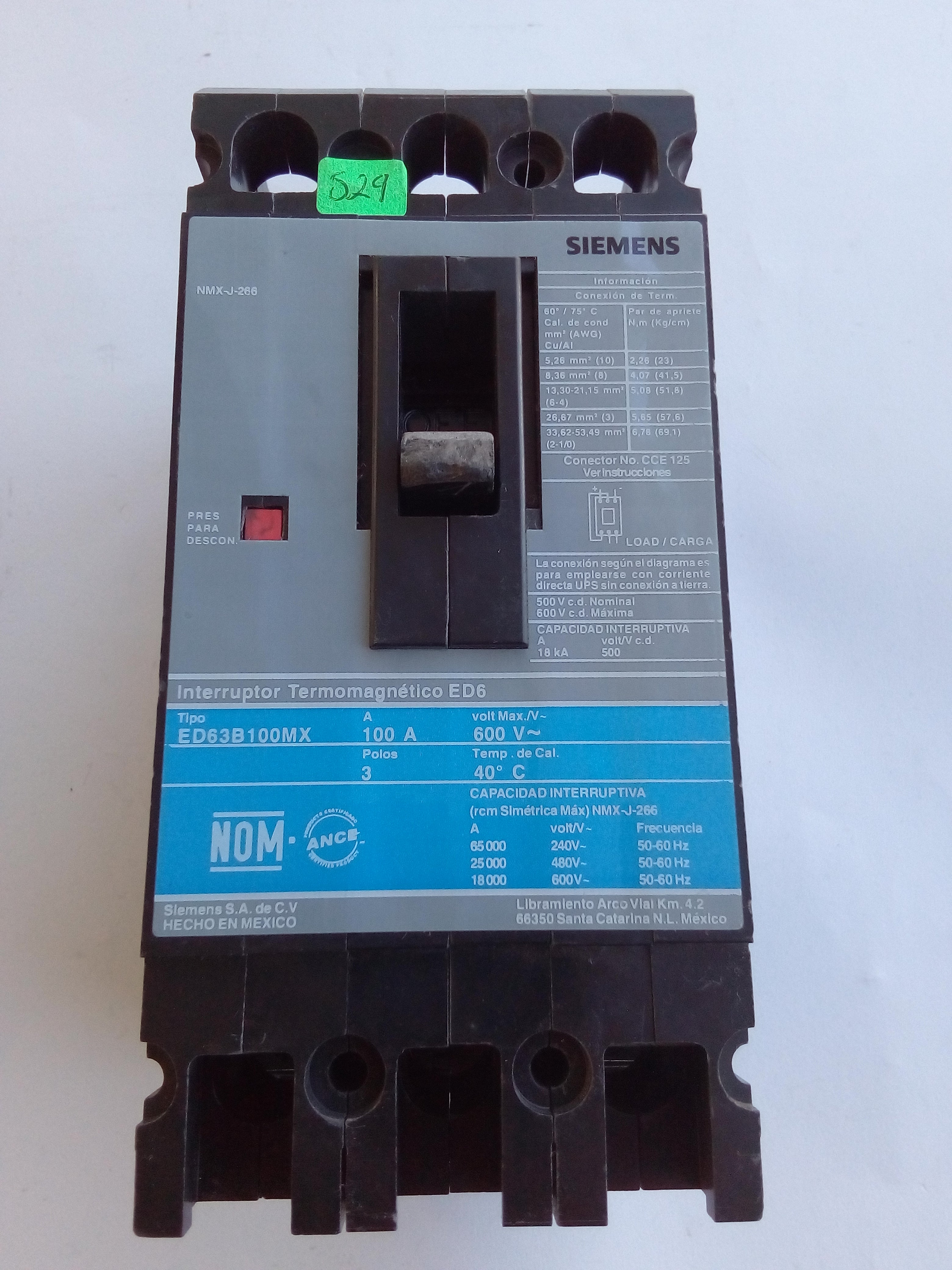 Interruptor Siemens ED63B100MX